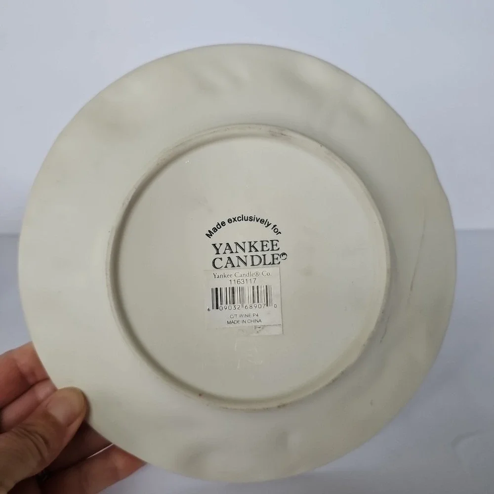 Vintage Yankee Candle Wine Vineyard Ceramic Jar Shade and Tray Set‎ Grapes Decor